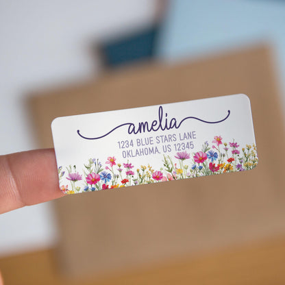 Personalized Address Labels - Custom Floral Return Stickers | Water Resistant, Smudge Proof