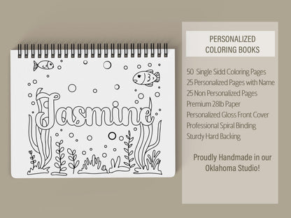 Personalized Mermaid Coloring Book – Custom Kids Coloring Books With Name & Ocean Art