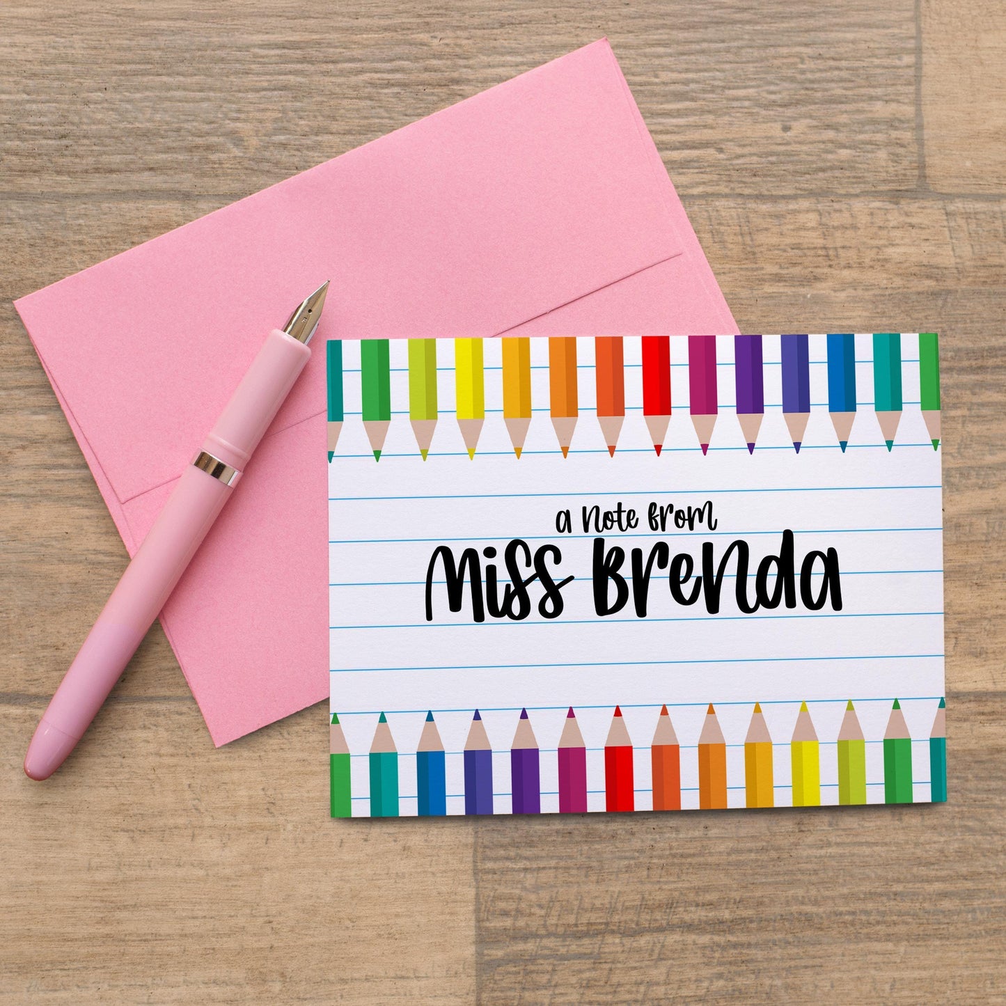 Personalized Teacher Notecards - Custom Note Cards & Matching Envelopes Included