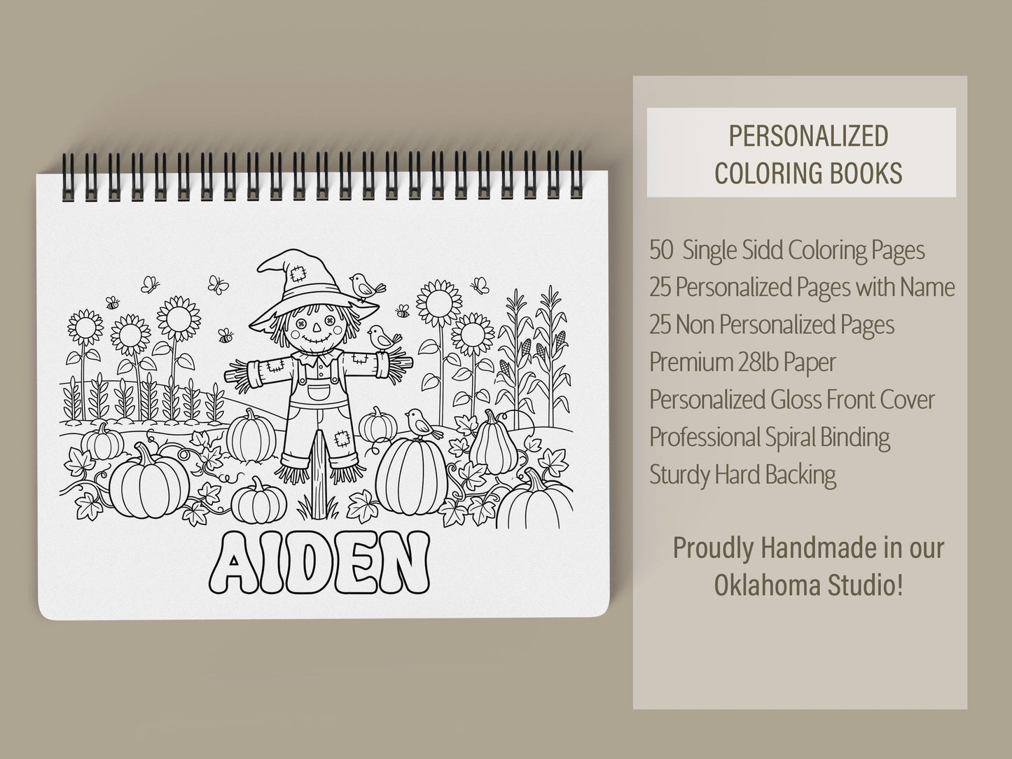 Personalized Autumn Coloring Book - Kids Fall Coloring Pages & Holiday Gift