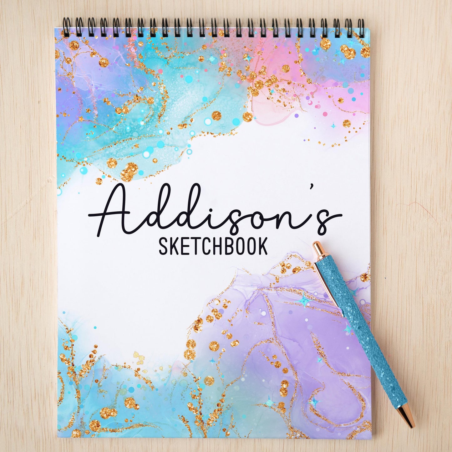 Personalized Sketchbook Girls - Custom Art Pad with Heavyweight Drawing Paper, Spiral Bound