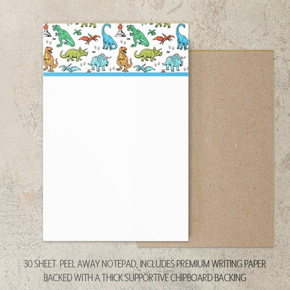 Boys Stationery Set – Personalized Dinosaur Notebook & Custom Writing Paper Kit