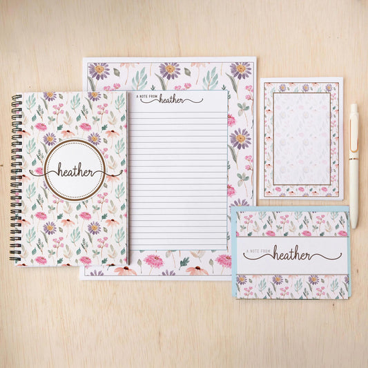 Personalized Stationery Set – Custom Notepad Set with Floral Writing Paper & Envelopes