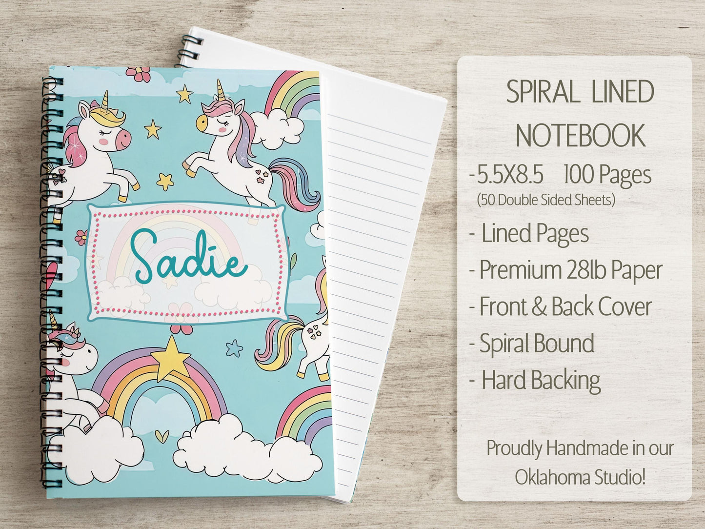 Personalized Stationery Set - Kids Letter Writing Kit with Unicorn Notebook & Notecards