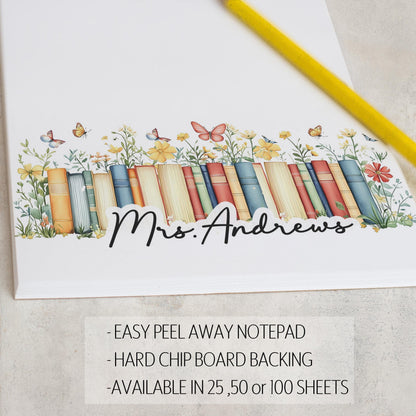 Personalized Teacher Notepad - Custom Name Classroom Note Pads With Tear Away Pages