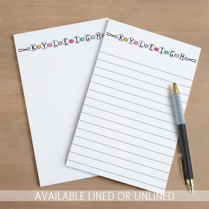 Personalized Girls Notepad – Custom Name Notepad with Kandi Bracelet Style for Back to School Gifts