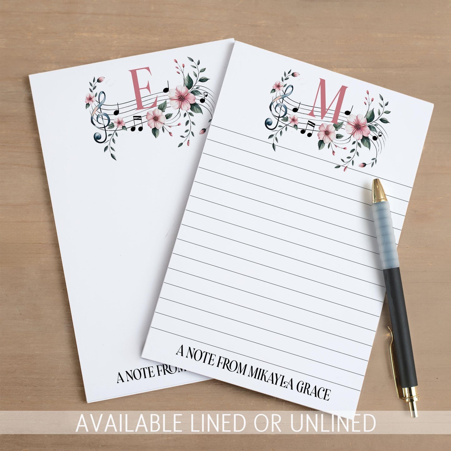 Personalized Music Notepad | Custom Music Stationery for Piano Teacher Gifts