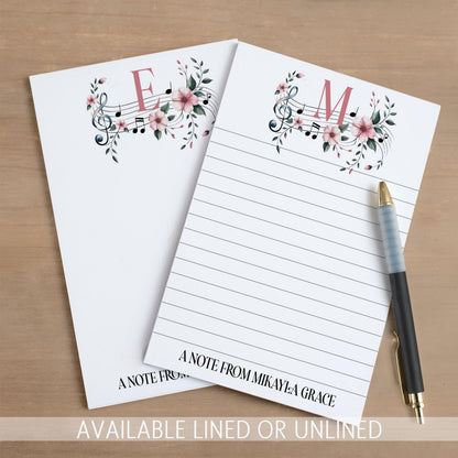 Personalized Music Notepad | Custom Music Stationery for Piano Teacher Gifts