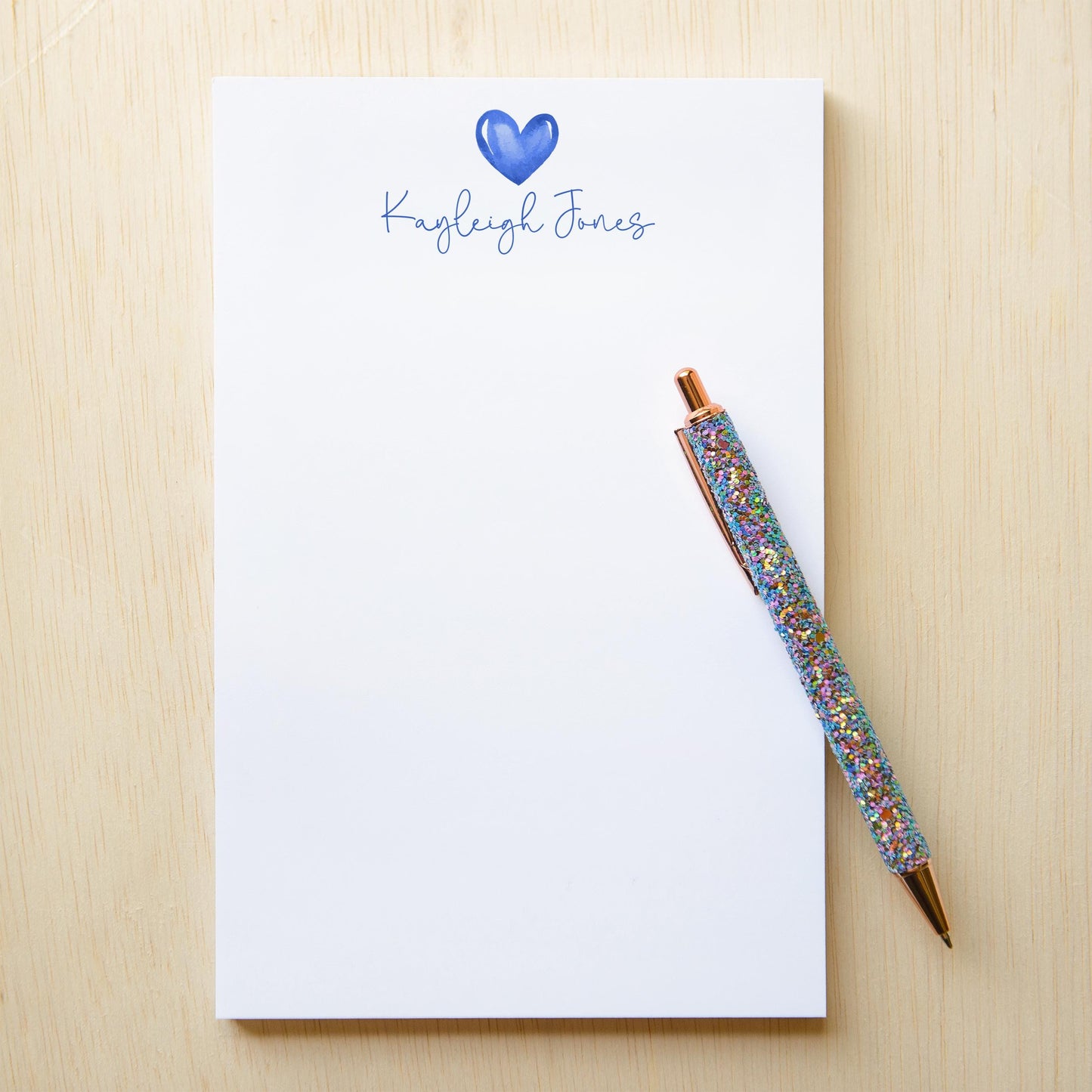 Personalized Notepad – Custom Monogram Notepad with Heart Script Stationery