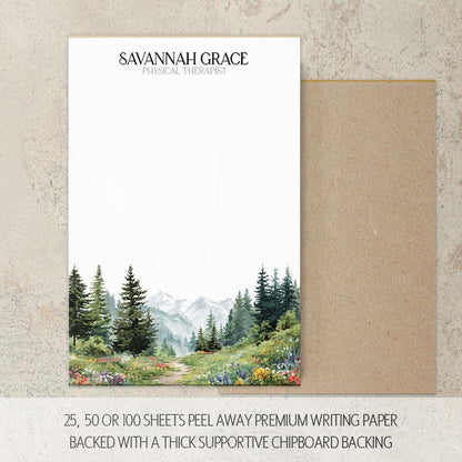 Personalized Notepad – Custom Forest Nature Notepads With Wildflower Hiking Design