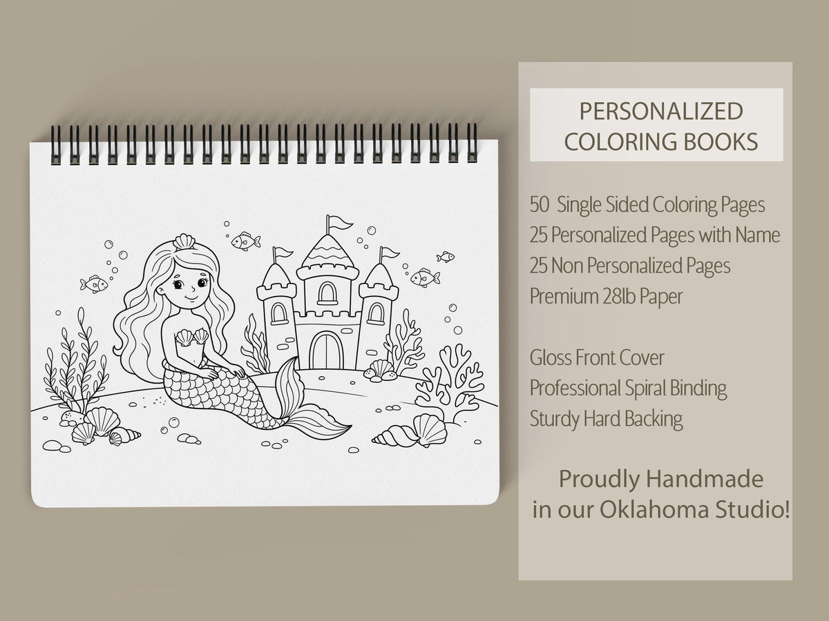 Personalized Girls Coloring Book, Princess Unicorn, 50Pg, 11x8.5