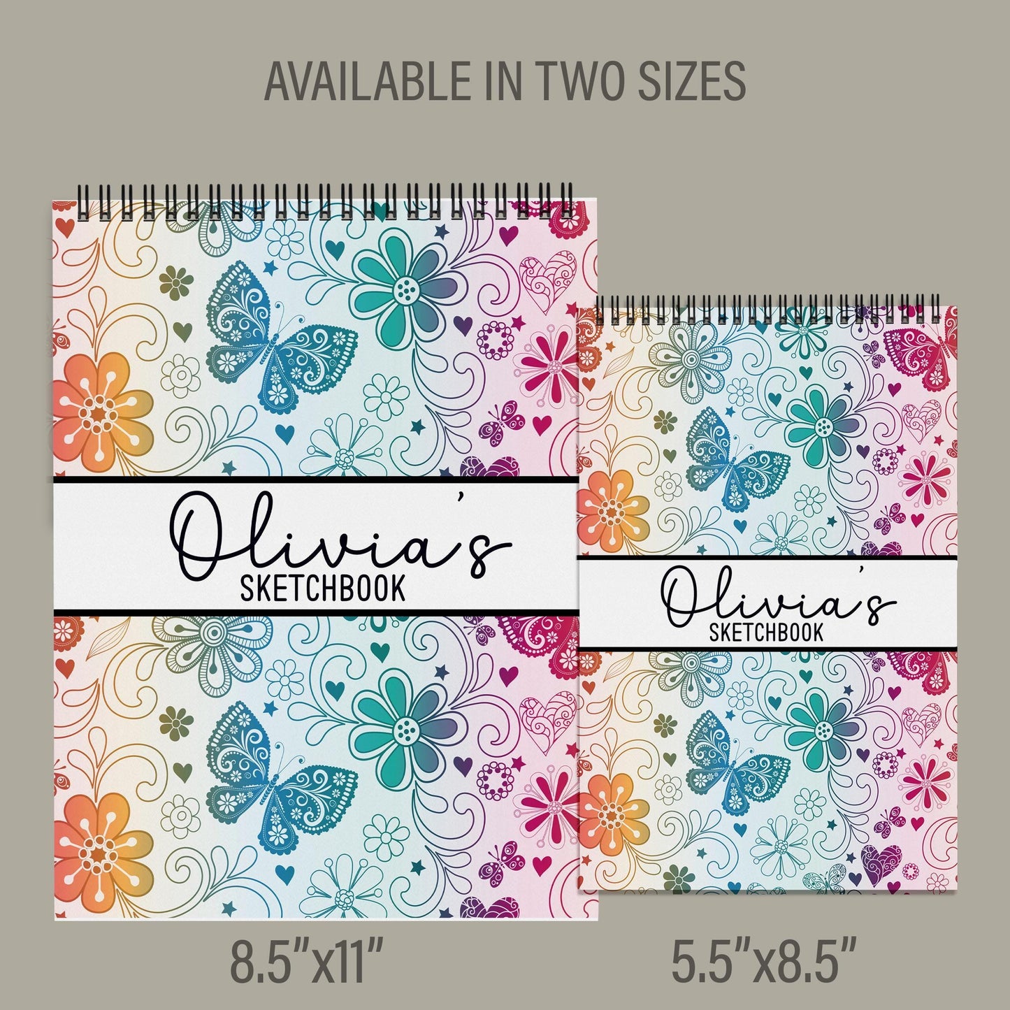 Girls Personalized Sketchbook - Custom Drawing Journal with Name | Kids Art Pad