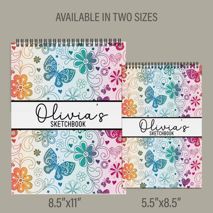 Girls Personalized Sketchbook - Custom Drawing Journal with Name | Kids Art Pad