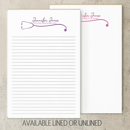 Personalized Nurse Notepad - Custom Name Stationery | RN LPN CNA Notepads Gift