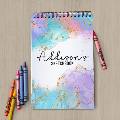 Personalized Sketchbook Girls - Custom Art Pad with Heavyweight Drawing Paper, Spiral Bound