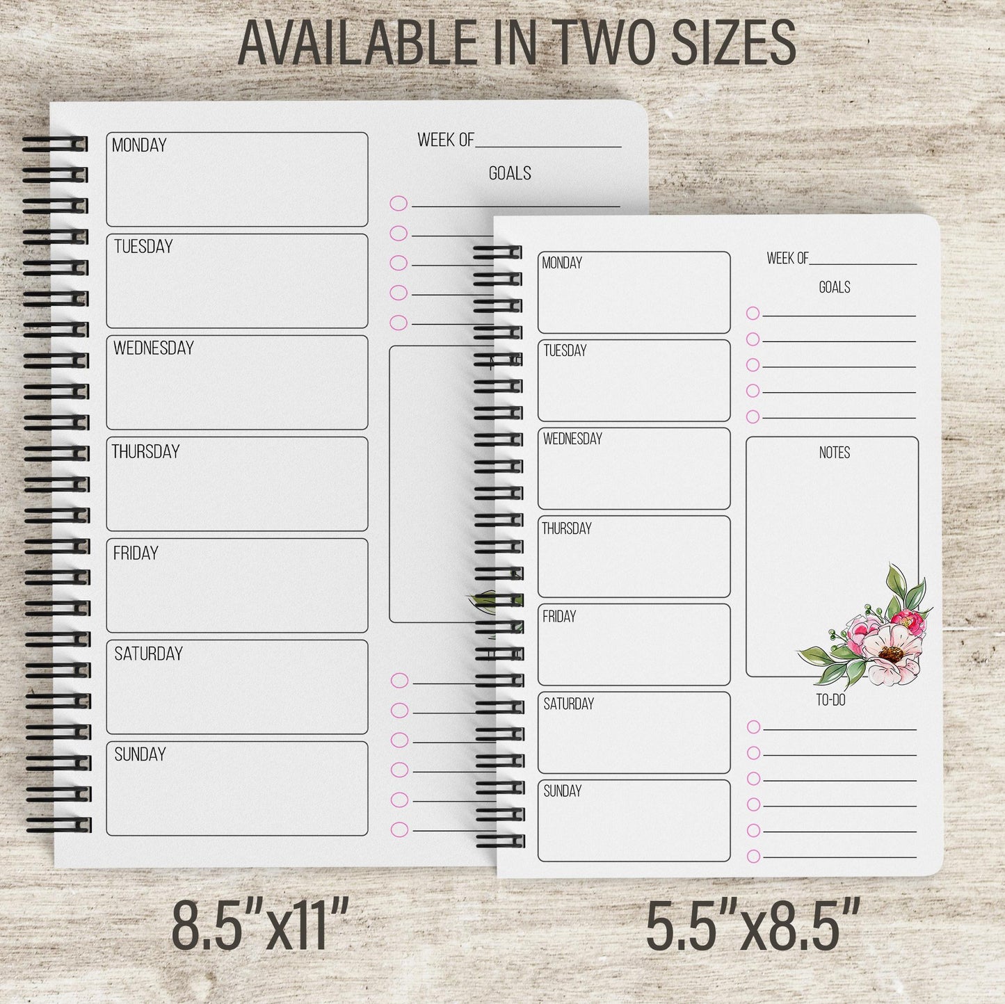 Personalized Weekly Planner | Boho Floral Spiral Bound Notebook With Name & Gift