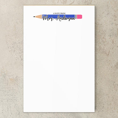 Personalized Teacher Notepad - Colorful Teacher Stationery, Custom Name Classroom Notepads Gift