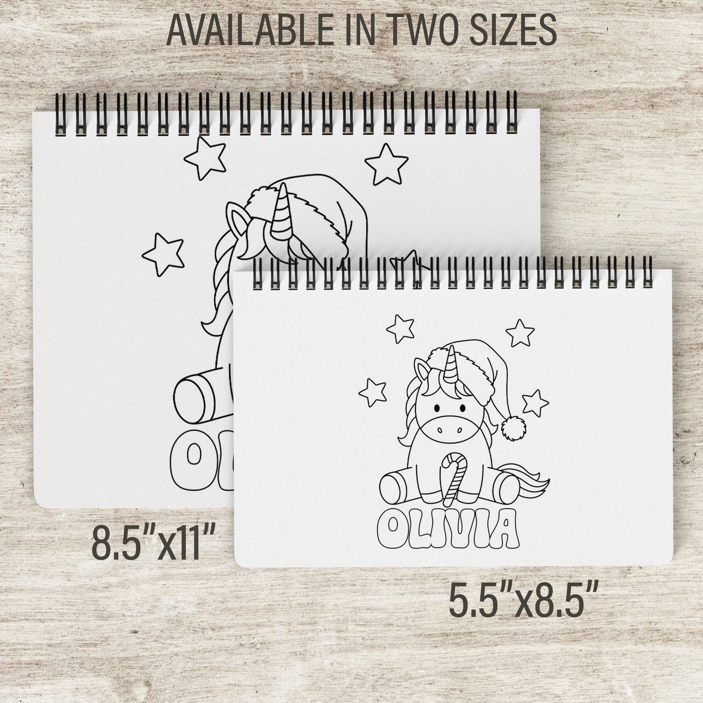 Personalized Unicorn Coloring Book, Christmas Advent 11x8.5" Spiral