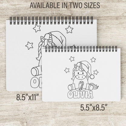 Personalized Unicorn Coloring Book, Christmas Advent 11x8.5" Spiral