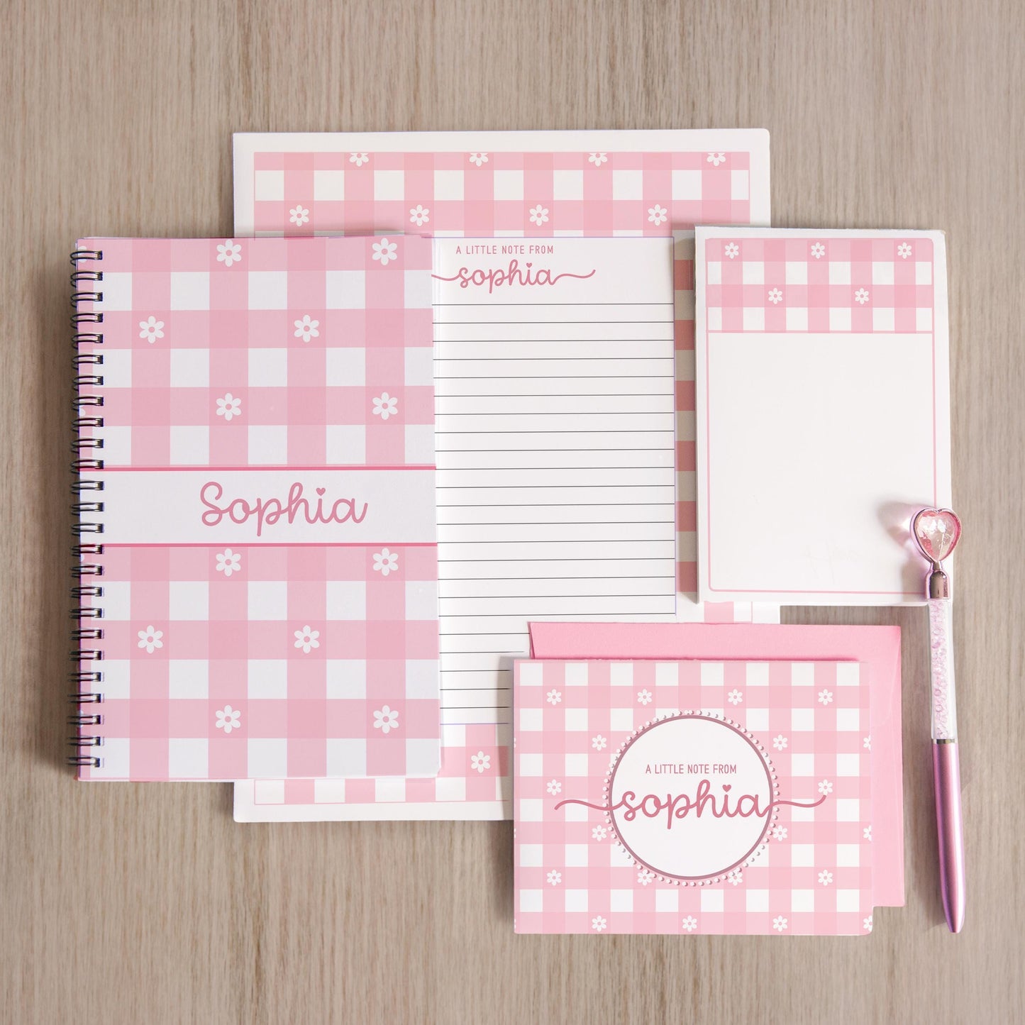 Personalized Stationery Set - Kids Letter Writing Paper & Girls Notepad Set