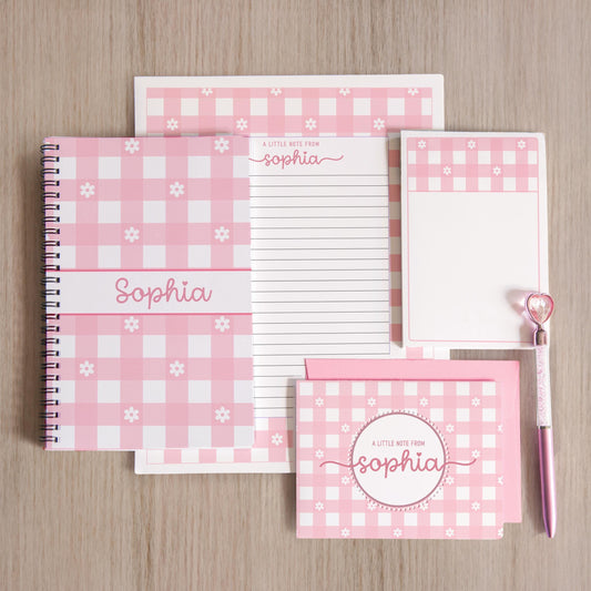 Personalized Stationery Set - Kids Letter Writing Paper & Girls Notepad Set