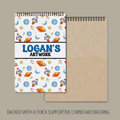 Personalized Kids Sketchbook – Custom Drawing Pad with Heavyweight Paper | Rocket Space Design