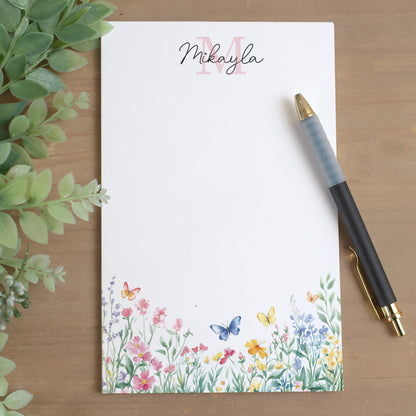 Personalized Monogram Notepad - Custom Name Wildflower Notepad | Party Favor Gifts