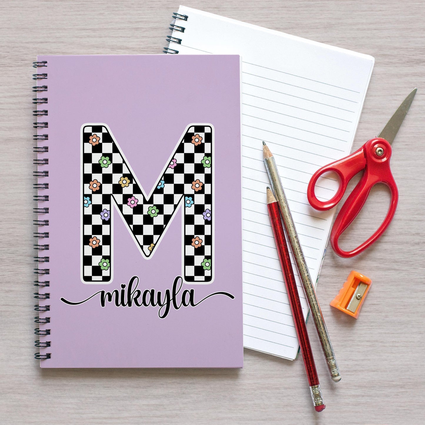 Personalized Girls Notebook - Custom Kids Journal With Monogram Name, Spiral Bound