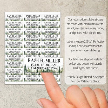 Custom Return Address Labels - Personalized Nature Mountain & Floral Stickers | Water Resistant