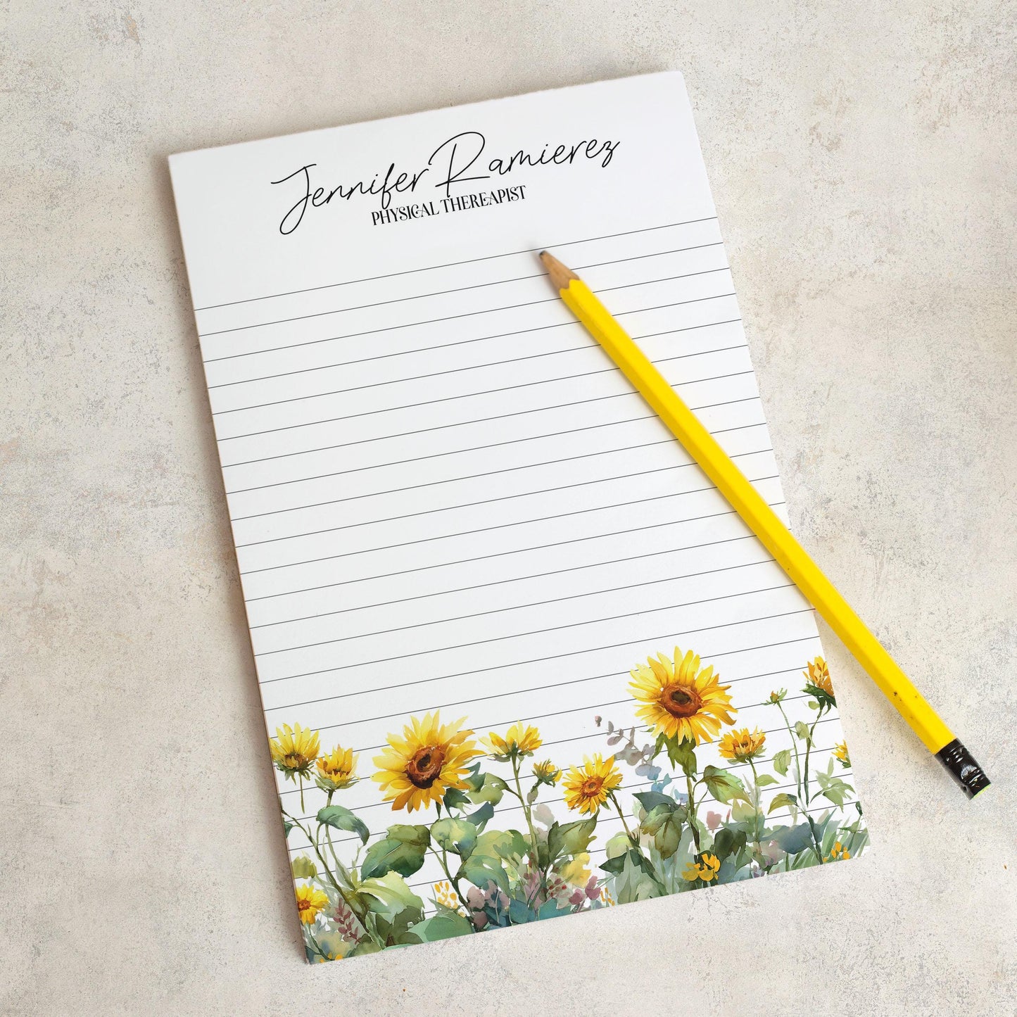 Personalized Sunflower Notepad - Custom Name Notepads | Floral Garden Note Pad Gift