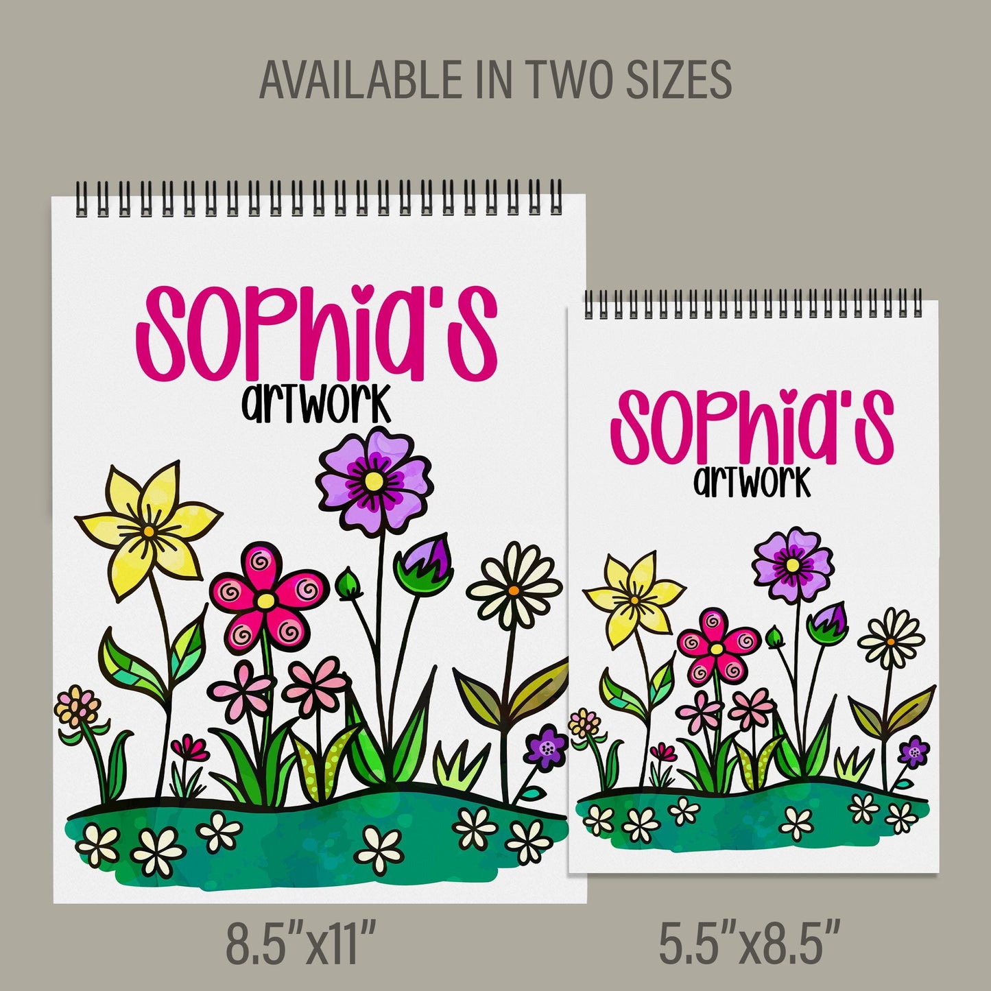 Personalized Girls Sketchbook – Custom Kids Drawing Pad with Spiral Bound Heavyweight Paper