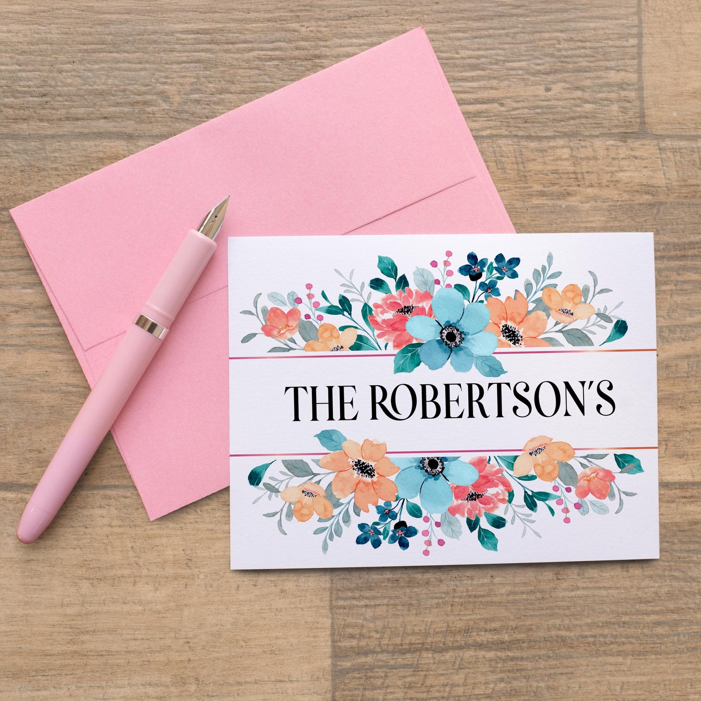 Personalized Note Cards - Wildflower Thank You Cards With Custom Envelopes Set