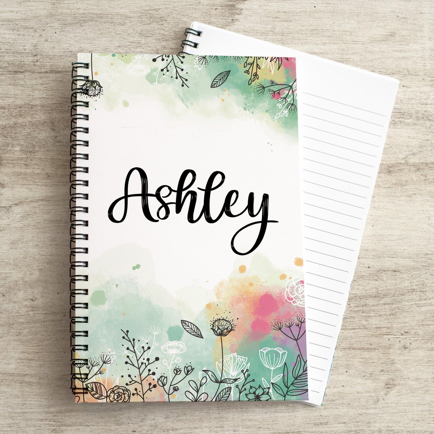 Personalized Girls Notebook - Custom Kids Journal With Wildflower Name & Spiral Bound