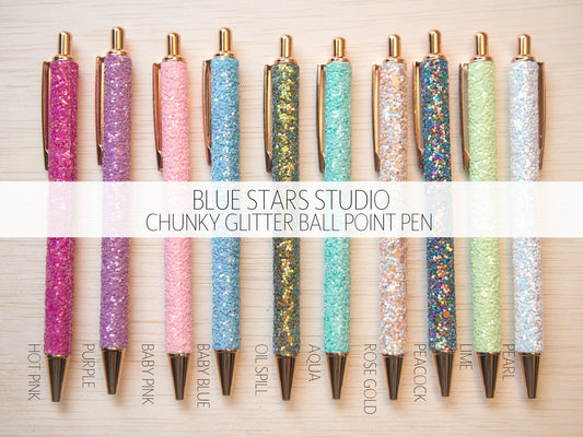 Chunky Glitter Ballpoint Pen - Retractable Ink Pens