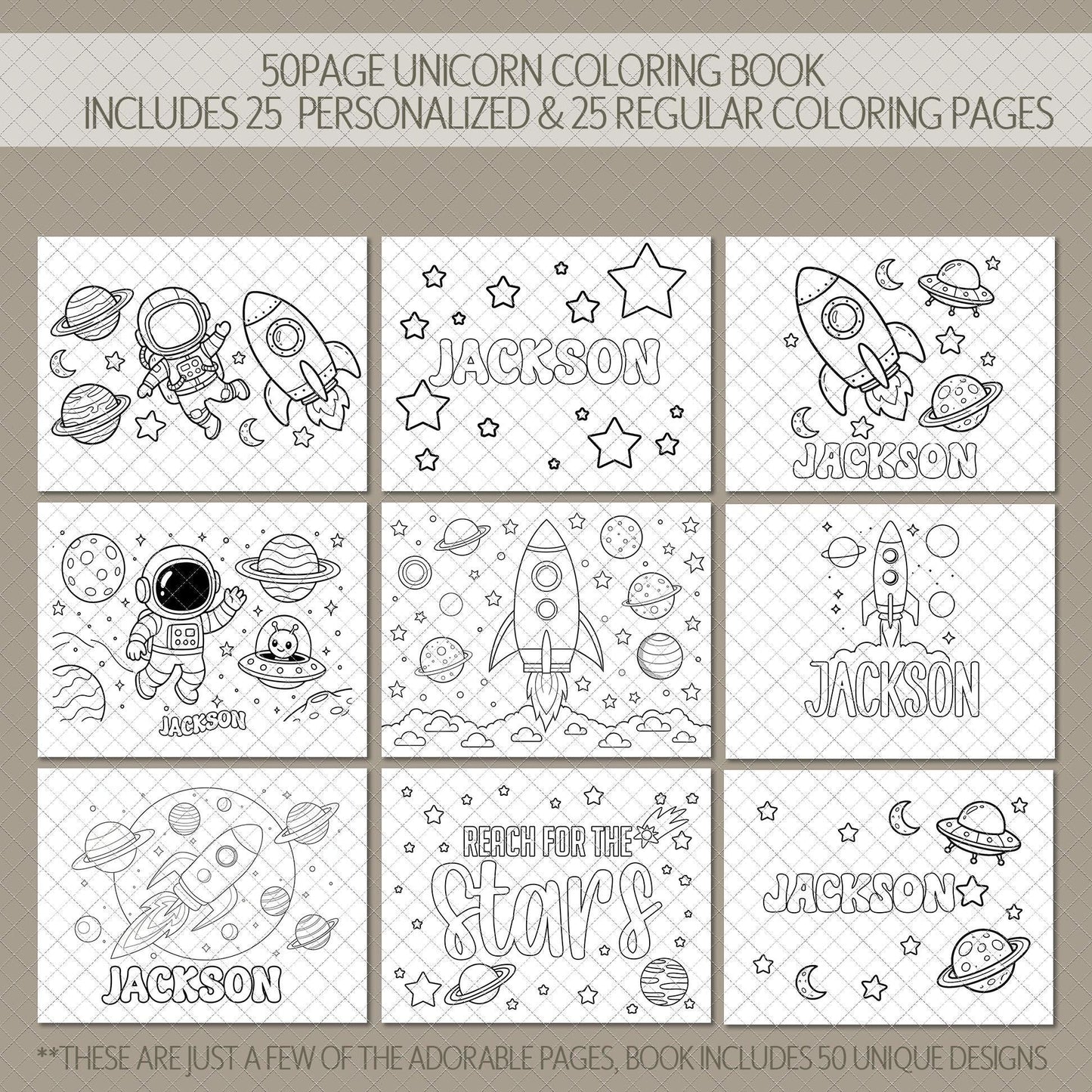 Personalized Astronaut Coloring Book - Custom Boys Space Rocket Spiral Bound Gift