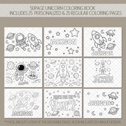 Personalized Astronaut Coloring Book - Custom Boys Space Rocket Spiral Bound Gift