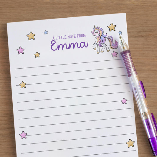 Personalized Unicorn Notepad – Custom Kids Notepad with Name | Cute Girls Stationery Gift