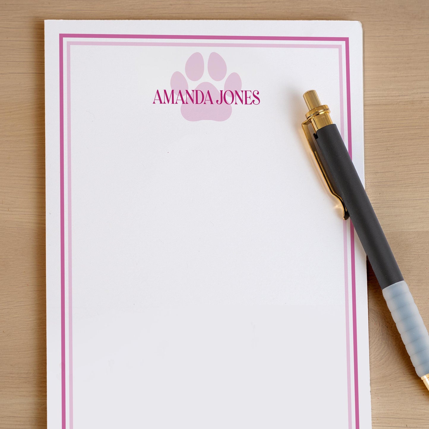 Personalized Paw Print Notepad - Custom Name Stationery | Pet Groomer Gift Idea