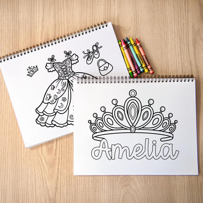 Personalized Girls Coloring Book, Princess Unicorn, 50Pg, 11x8.5