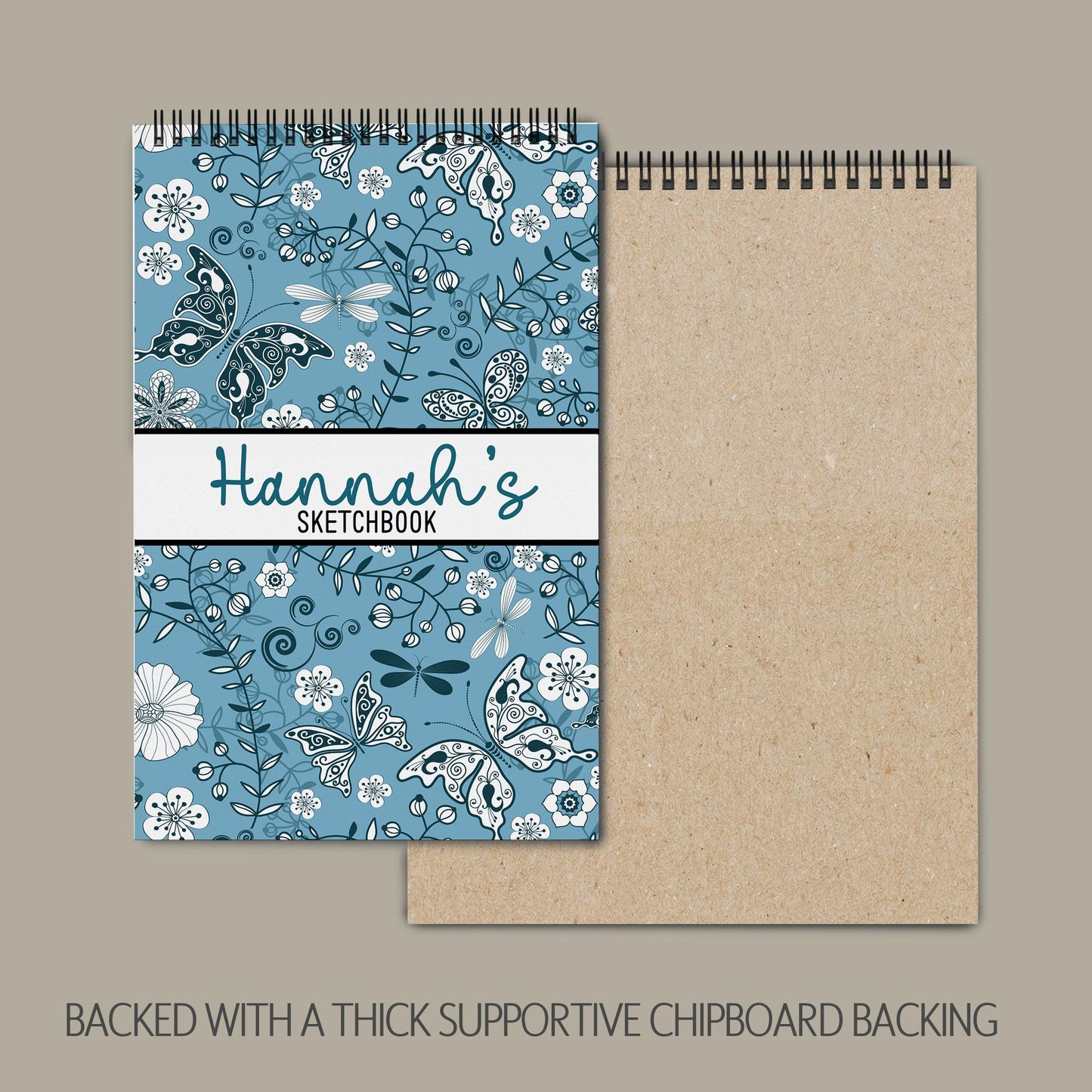 Personalized Kids Sketchbook - Custom Drawing Pad with Butterfly Art Pad & Name