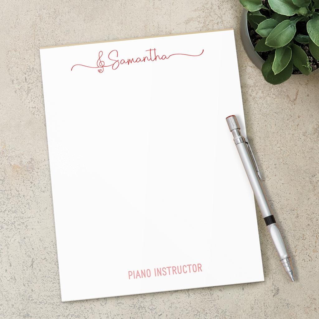 Personalized Music Notepad – Custom Piano Notepad With Music Notes | Teacher Appreciation Gift