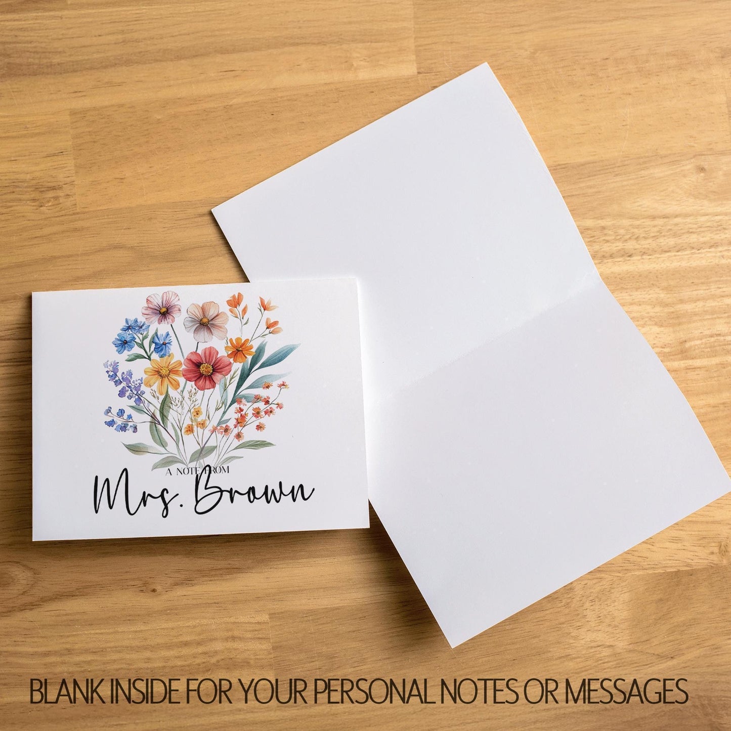 Personalized Note Cards – Wildflower Stationery Set with Custom Name & Envelopes