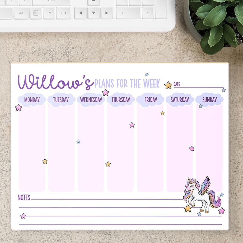 Personalized Weekly Planner | Custom Name Notepad - Desk Organizer & Habit Tracker