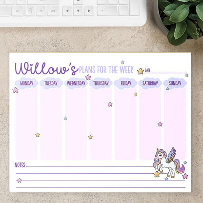 Personalized Weekly Planner | Custom Name Notepad - Desk Organizer & Habit Tracker