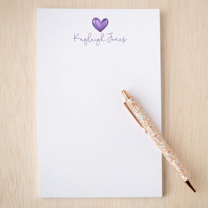 Personalized Notepad – Custom Monogram Notepad with Heart Script Stationery