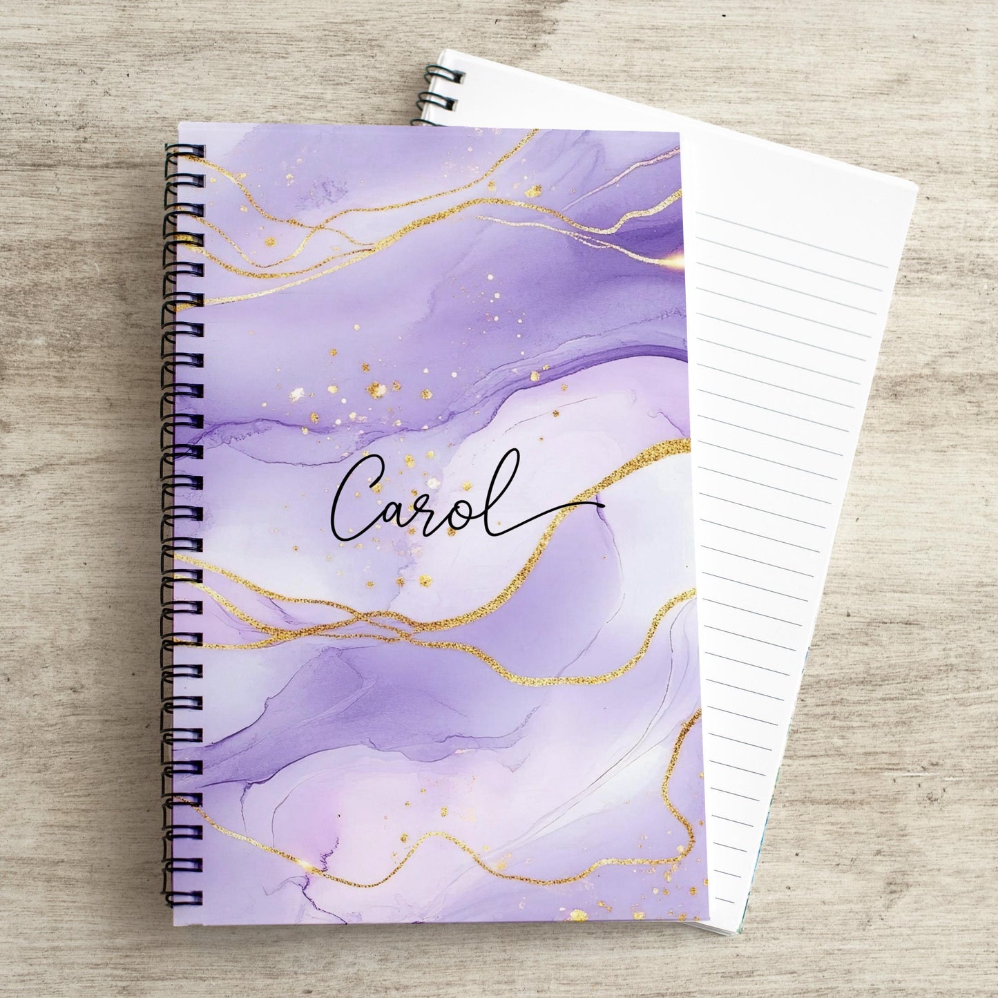 Personalized Purple Notebook - Custom Sketchbook With Name | Spiral Bound Journal Gift For Her