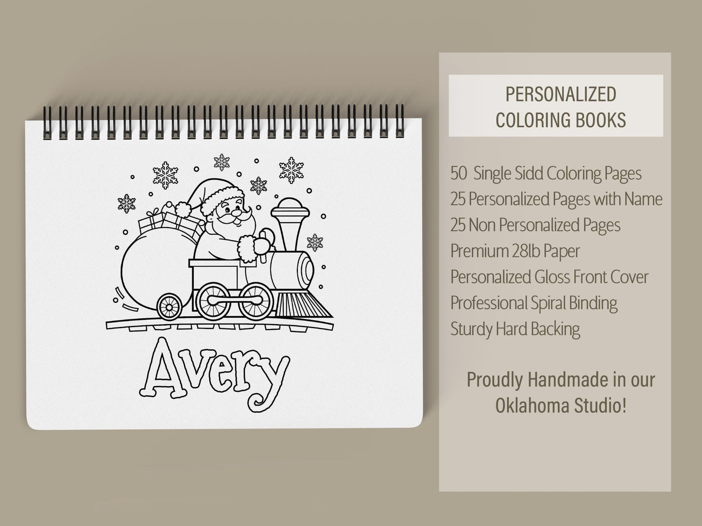Personalized Christmas Coloring Book - Holiday Activity Book With Custom Name & Spiral Bound Pages