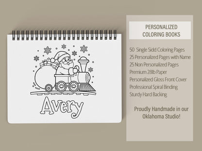 Personalized Christmas Coloring Book - Holiday Activity Book With Custom Name & Spiral Bound Pages