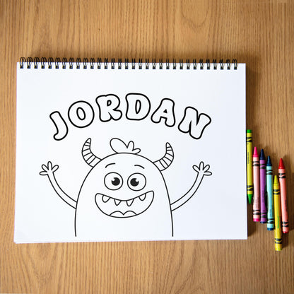 Personalized Coloring Book - Custom Kids Coloring Book With Name & Cute Monster Activity