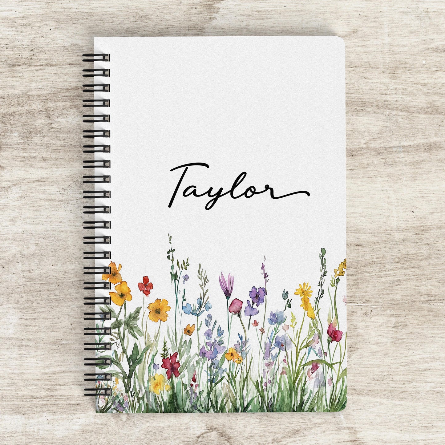 Personalized Spiral Notebook - Custom Wildflower Journal with Name | Teacher Gift